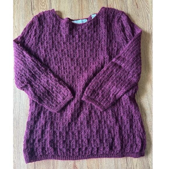 Valerie Stevens Vtg Wine Knitted Kid Mohair Sweater Size Large - Picture 1 of 8